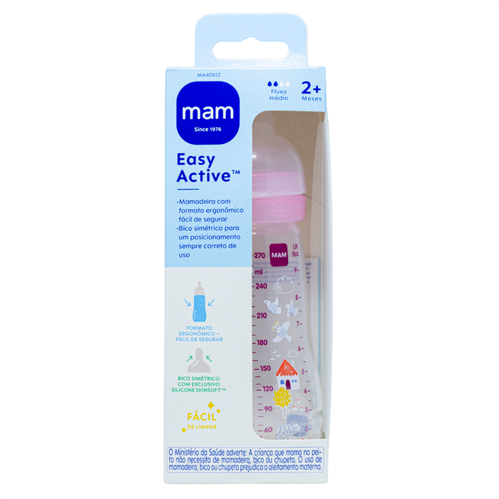 Mamadeira Mam Easy Active 270ml 2+ Meses Rosa