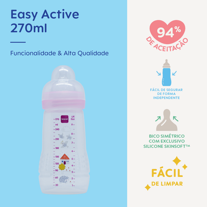 Mamadeira Mam Easy Active 270ml 2+ Meses Rosa