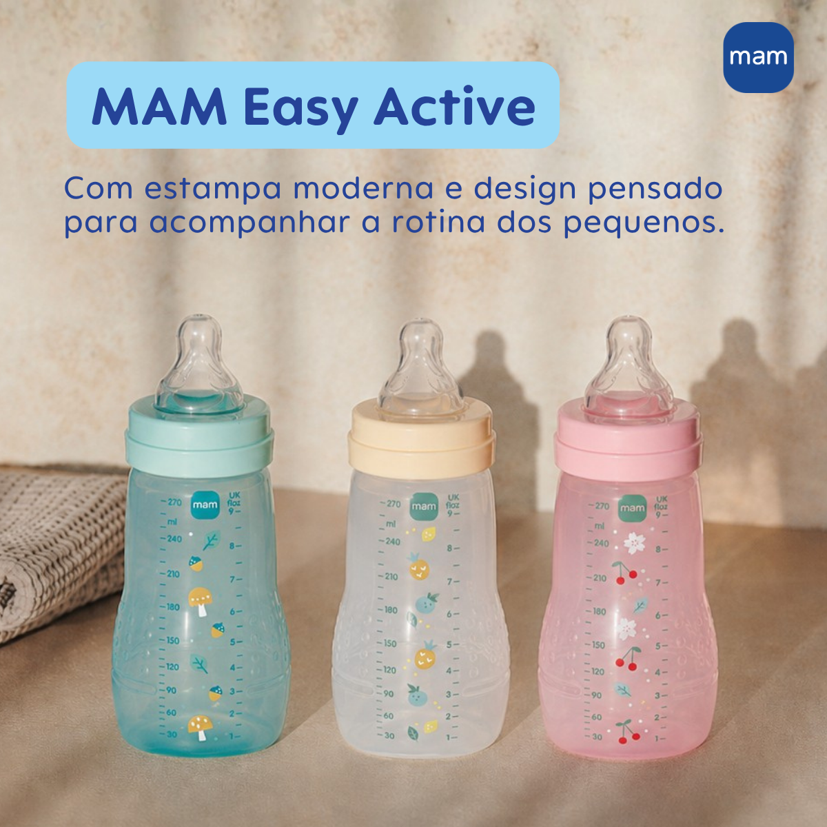 Mamadeira Mam Easy Active 270ml 2+ Meses Neutra