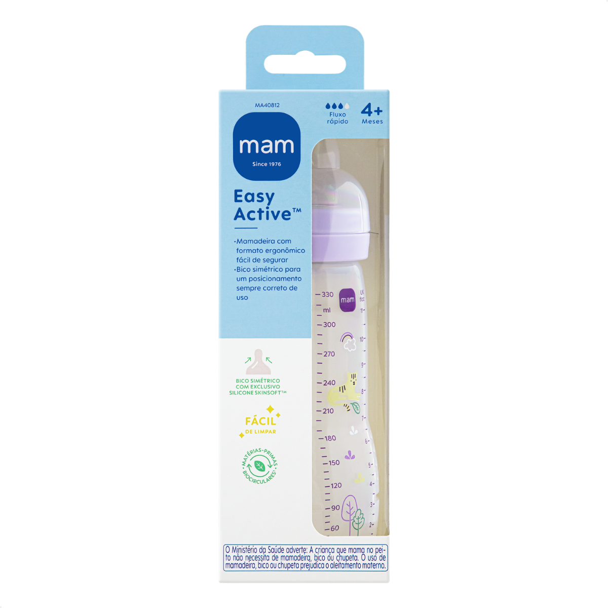 Mamadeira Mam Easy Active 330ml 4+ Meses Lilás