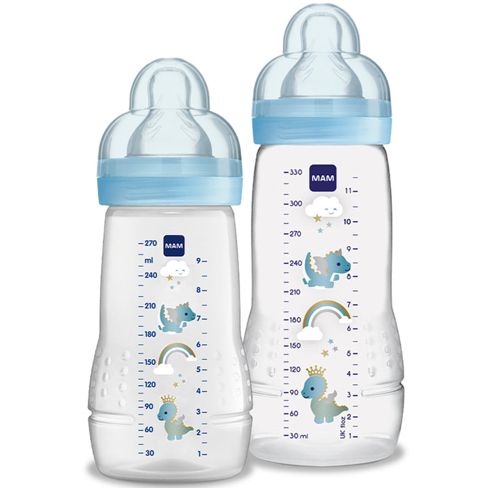 Kit 2 Mamadeiras MAM Easy Active Set 270ml + 330ml 2+ Meses Azul