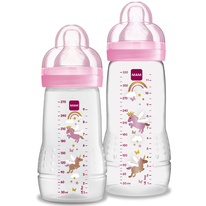 Kit 2 Mamadeiras MAM Easy Active Set 270ml + 330ml 2+ Meses Rosa