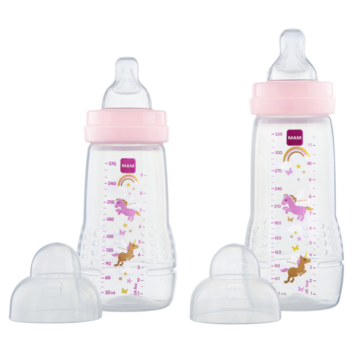 Kit 2 Mamadeiras MAM Easy Active Set 270ml + 330ml 2+ Meses Rosa