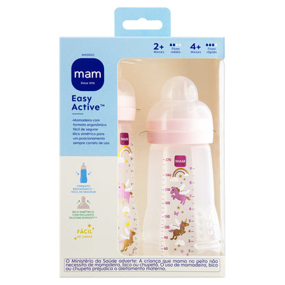 Kit 2 Mamadeiras MAM Easy Active Set 270ml + 330ml 2+ Meses Rosa