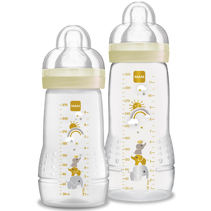 Kit 2 Mamadeiras MAM Easy Active Set 270ml + 330ml 2+ Meses Neutro