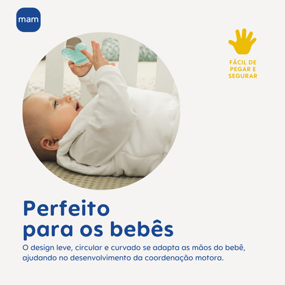 Mordedor para Bebê MAM Mini Cooler com Clip 4+ Meses Azul