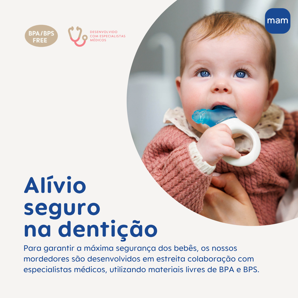 Mordedor para Bebê MAM Mini Cooler com Clip 4+ Meses Rosa